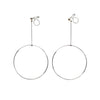Dangle Silver Circle Hoop Invisible Clip On Earrings - Miyabi Grace