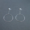 Dangle Silver Circle Hoop Invisible Clip On Earrings - Miyabi Grace