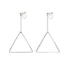 Dangle Silver Triangle Hoop Invisible Clip On Earrings - Miyabi Grace