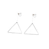 Dangle Silver Triangle Hoop Invisible Clip On Earrings - Miyabi Grace