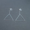 Dangle Silver Triangle Hoop Invisible Clip On Earrings - Miyabi Grace