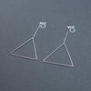 Dangle Silver Triangle Hoop Invisible Clip On Earrings - Miyabi Grace