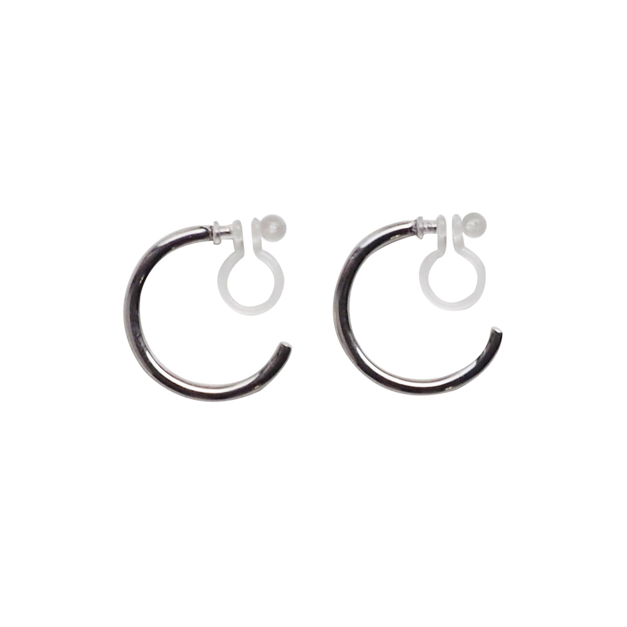 Silver Invisible Clip On Hoop Earrings - Miyabi Grace