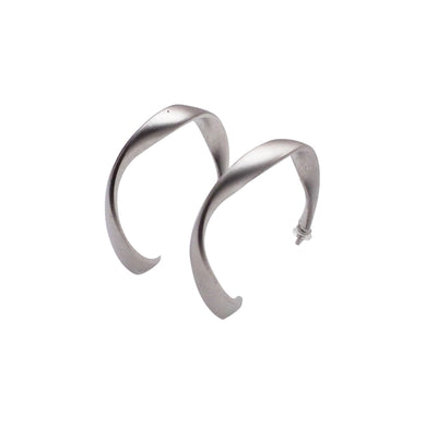 Silver Twisted Invisible Clip On Hoop Earrings - Miyabi Grace