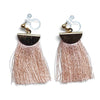 Peachy orange flat tassel invisible clip on earrings - miyabigracejewelry.com