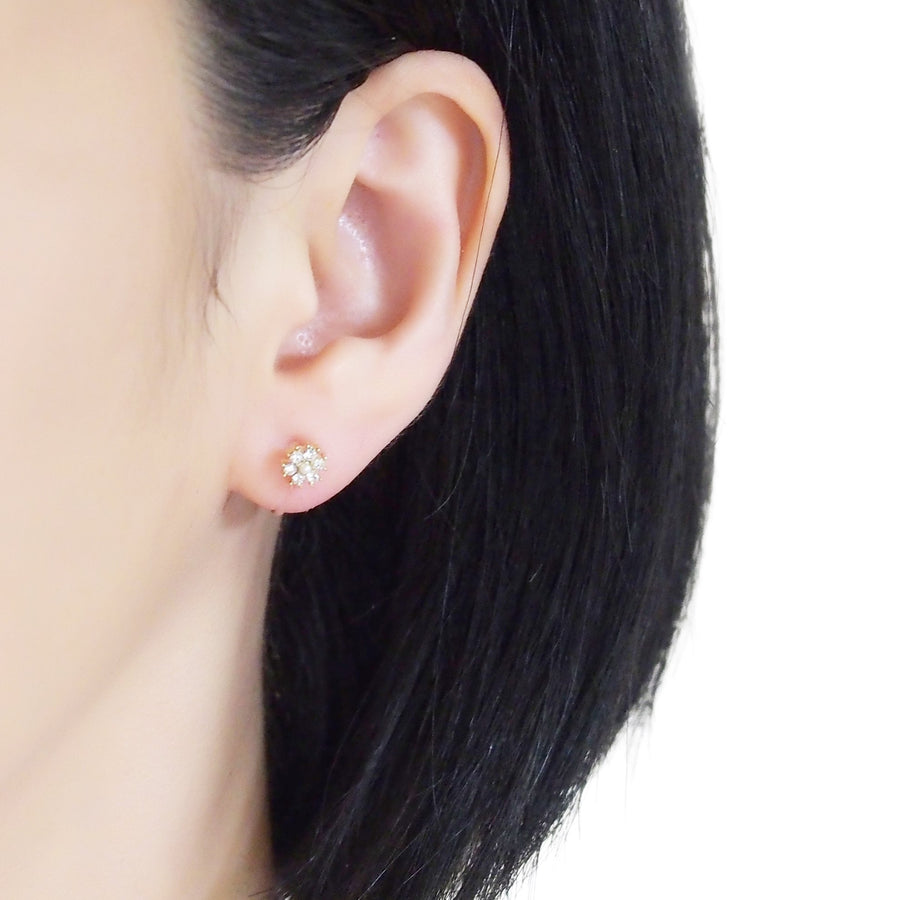 Flower Rhinestone Invisible Clip On Stud Earrings (Gold tone) - miyabigracejewelry.com