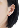 Flower Rhinestone Invisible Clip On Stud Earrings (Blue) - miyabigracejewelry.com