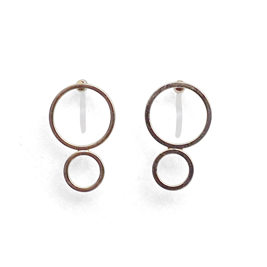 Double hoop invisible clip on stud earrings ( Gold tone ) - miyabigracejewelry.com