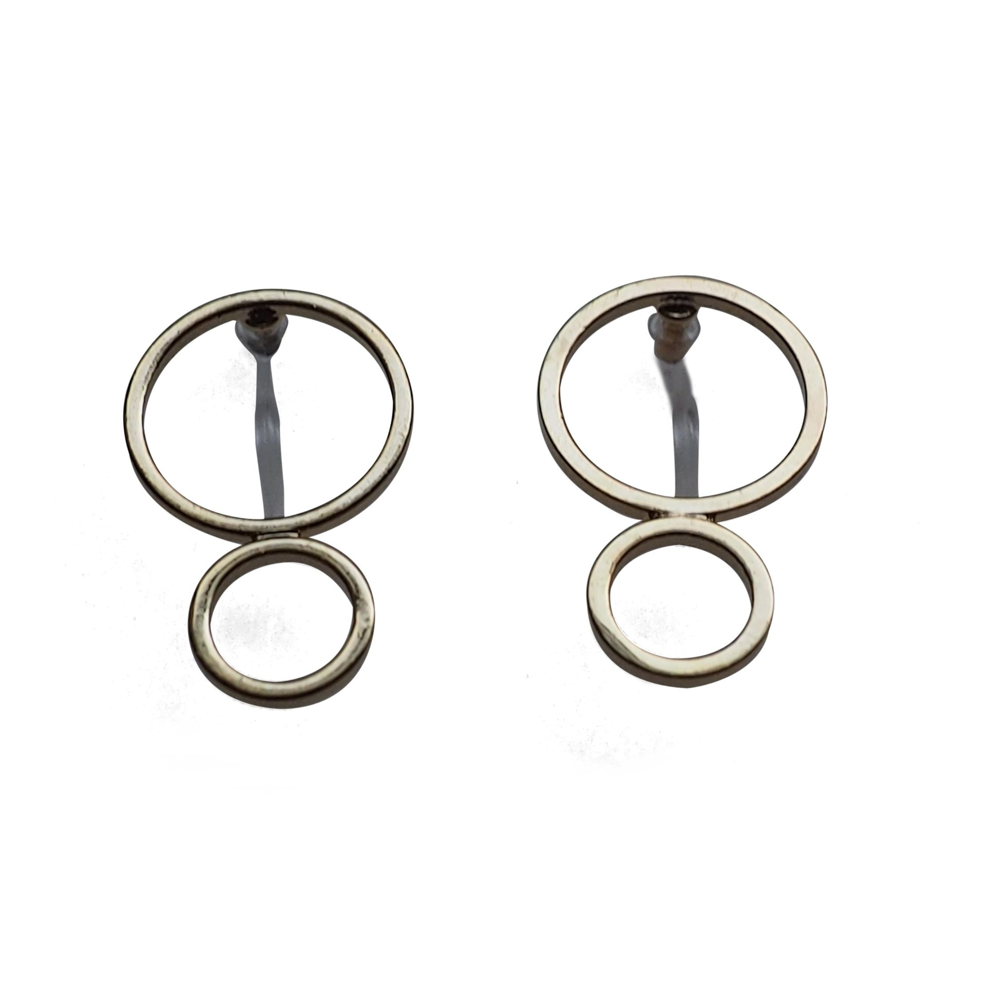 Double hoop invisible clip on stud earrings ( Gold tone ) - miyabigracejewelry.com
