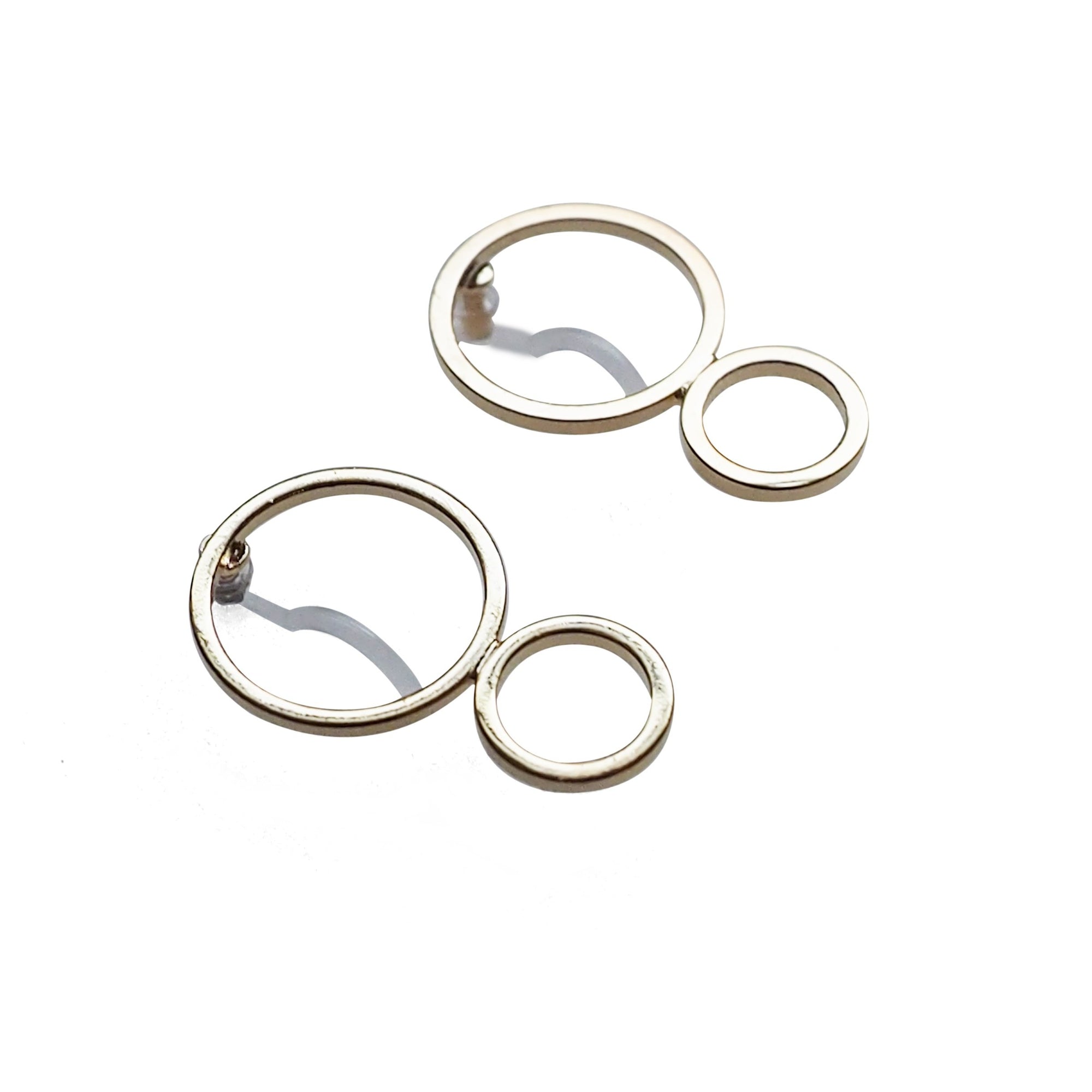Double hoop invisible clip on stud earrings ( Gold tone ) - miyabigracejewelry.com