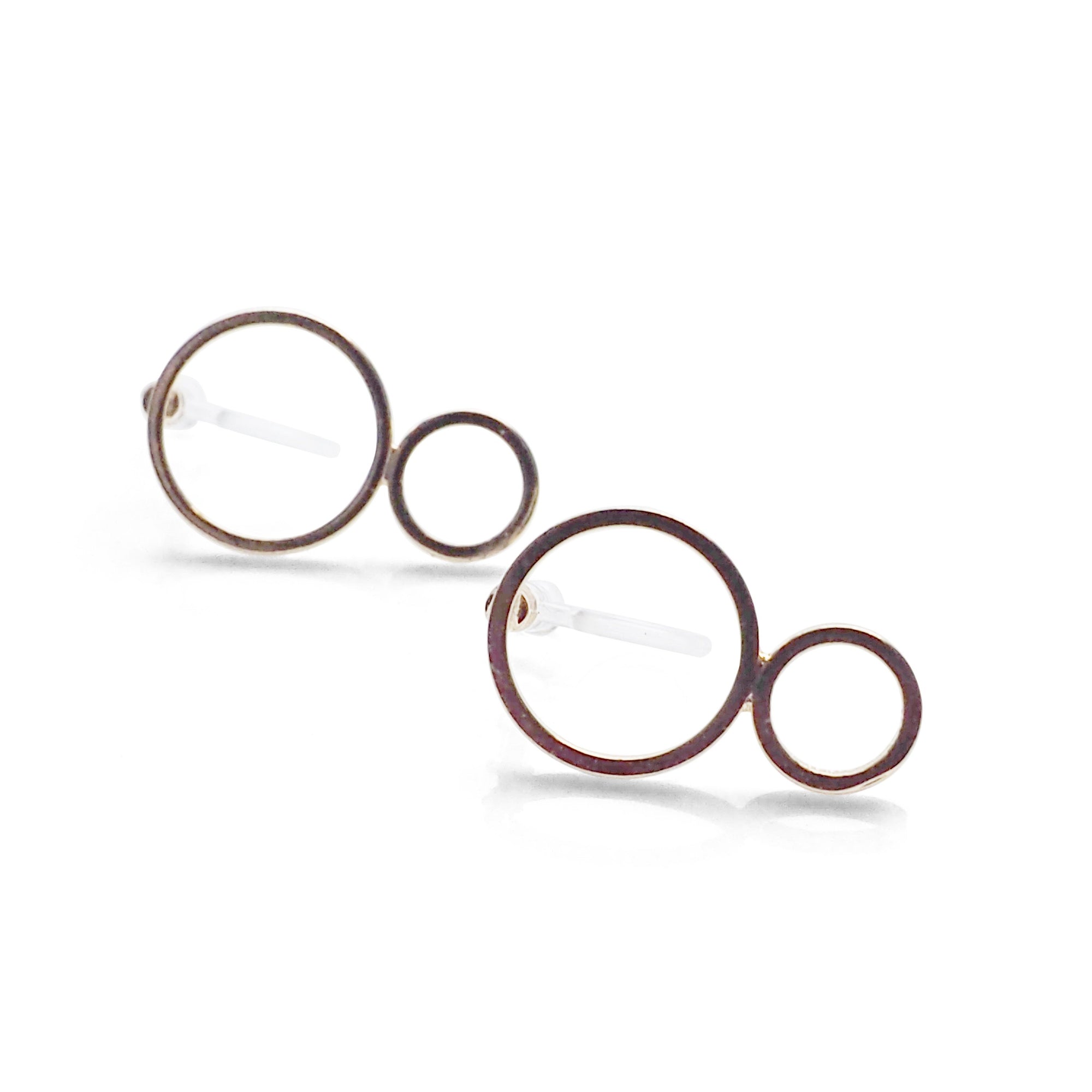 Double hoop invisible clip on stud earrings ( Gold tone ) - miyabigracejewelry.com