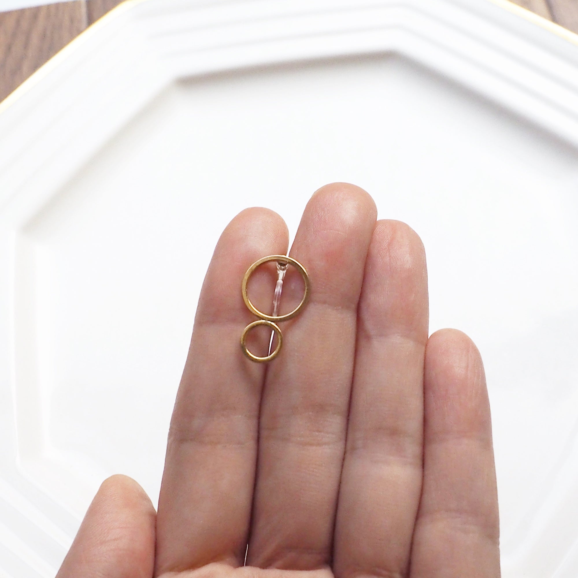 Double hoop invisible clip on stud earrings ( Gold tone ) - miyabigracejewelry.com