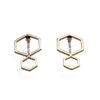 Double hexagon invisible clip on stud earrings ( Gold tone ) - miyabigracejewelry.com
