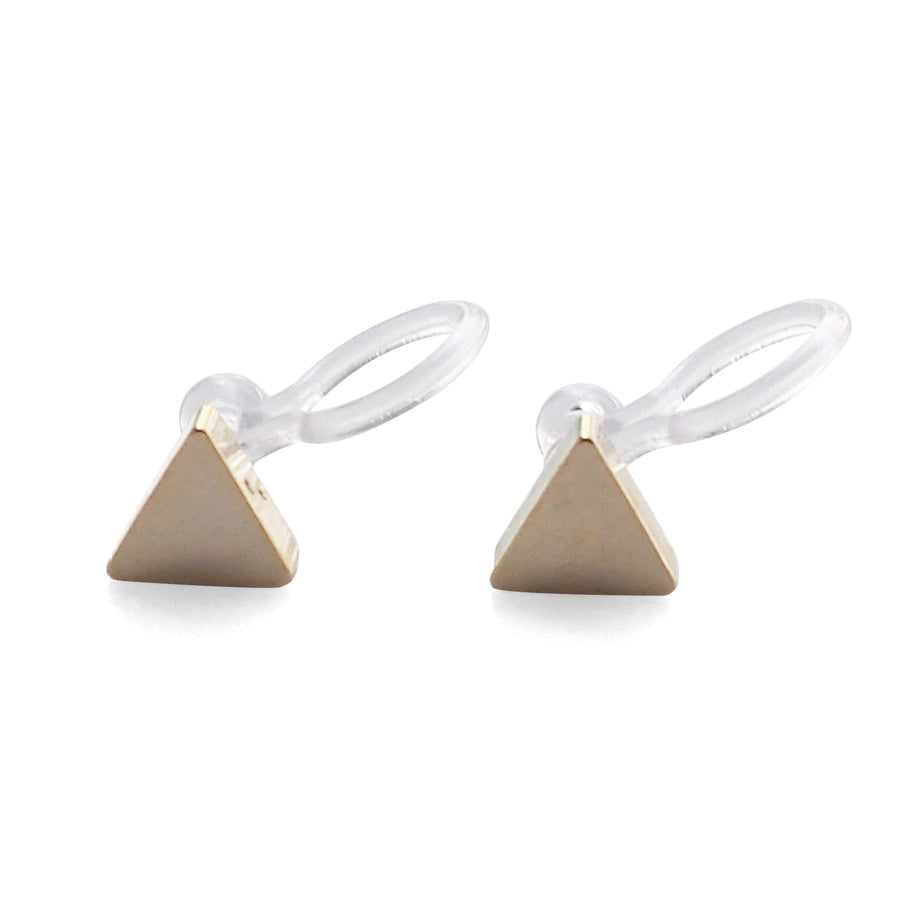 Minimalist Gold Triangle Invisible Clip On Stud Earrings - miyabigracejewelry.com