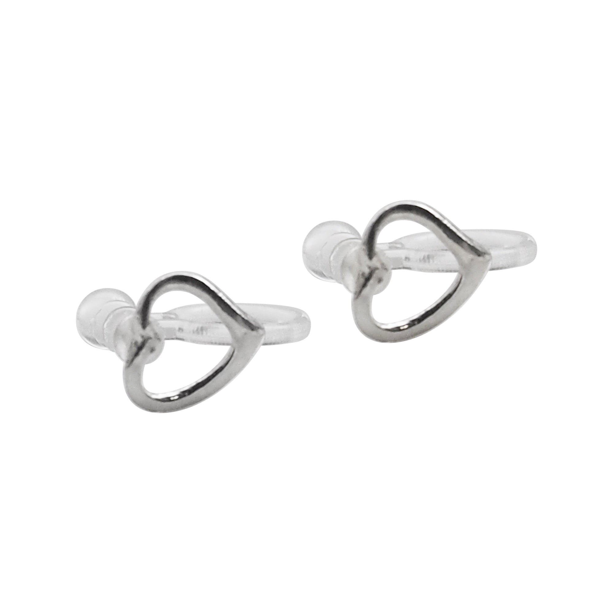 925 Sterling Silver Heart Invisible Clip On Stud Earrings - Miyabi Grace