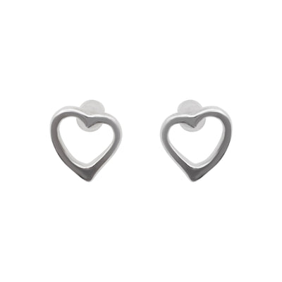 925 Sterling Silver Heart Invisible Clip On Stud Earrings - Miyabi Grace