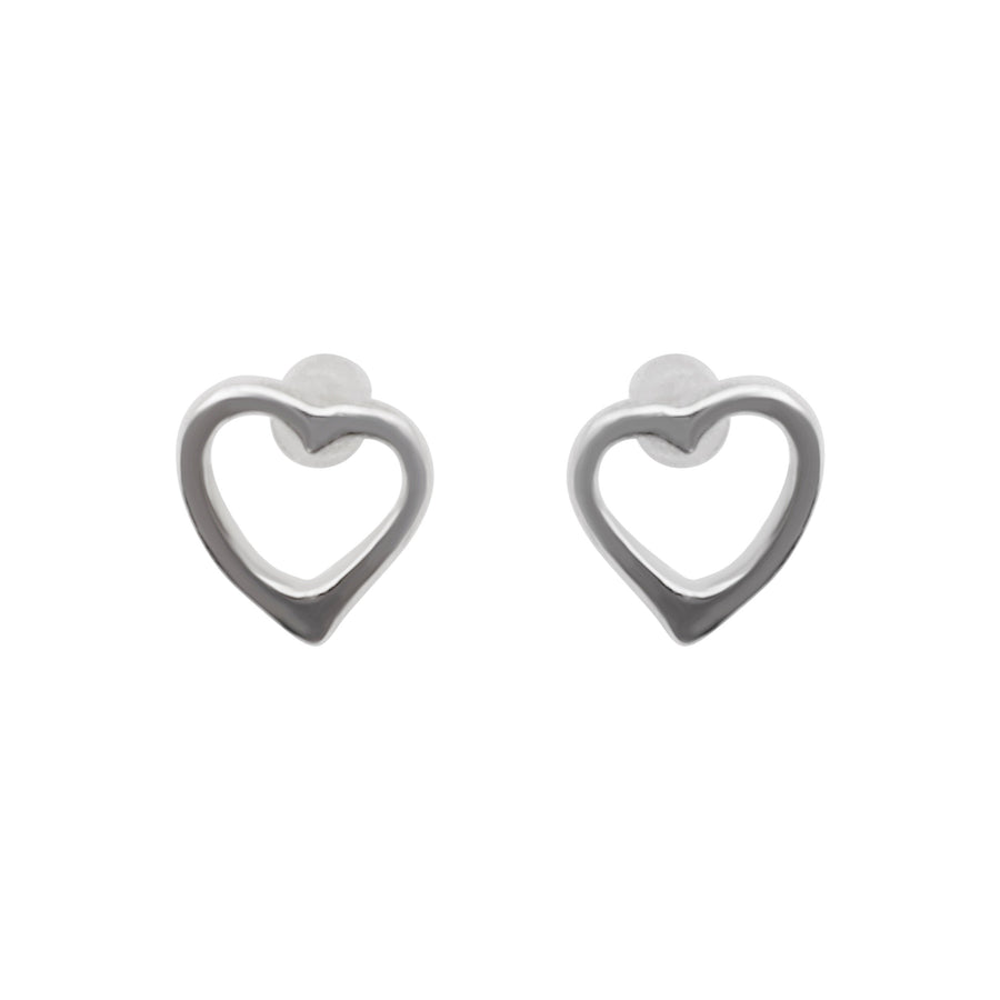 925 Sterling Silver Heart Invisible Clip On Stud Earrings - Miyabi Grace