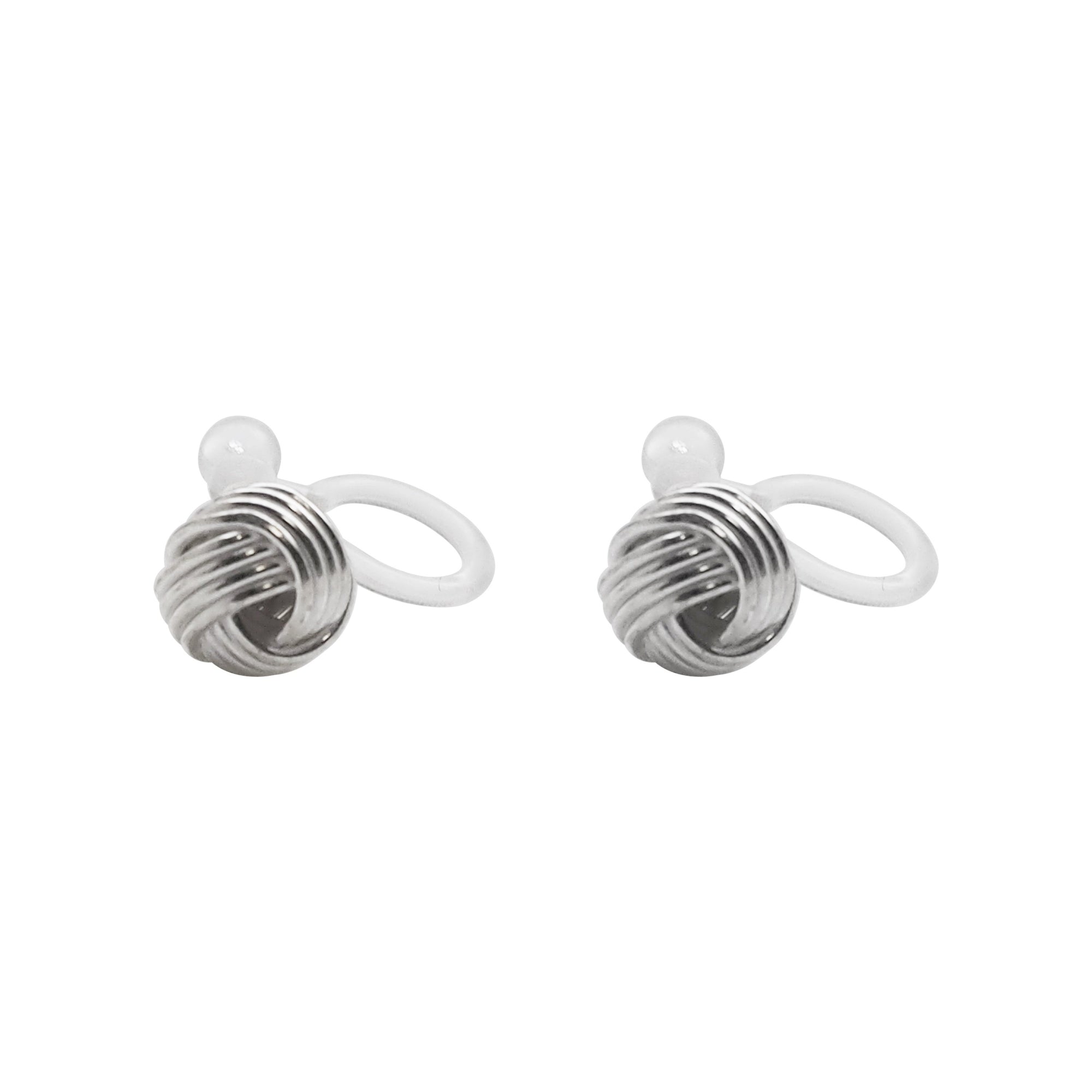 925 Sterling Silver Knot Invisible Clip On Stud Earrings - Miyabi Grace