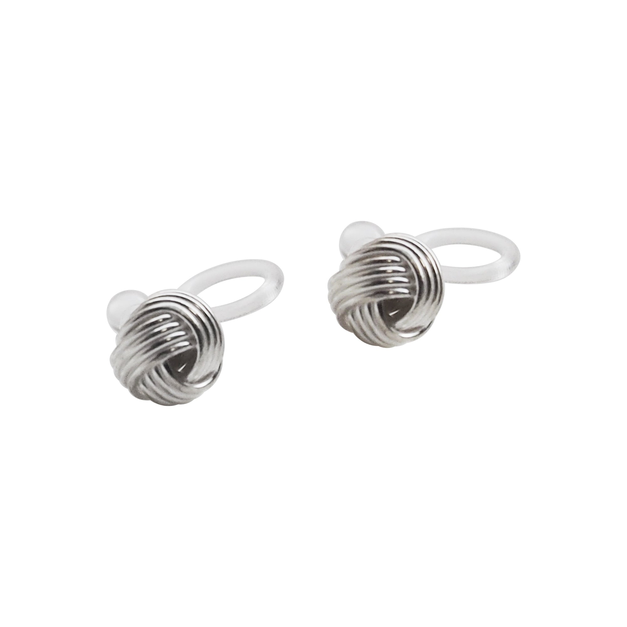 925 Sterling Silver Knot Invisible Clip On Stud Earrings - Miyabi Grace