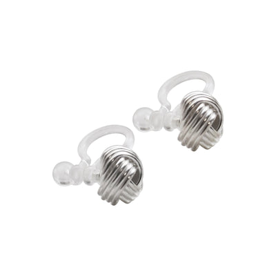 925 Sterling Silver Knot Invisible Clip On Stud Earrings - Miyabi Grace