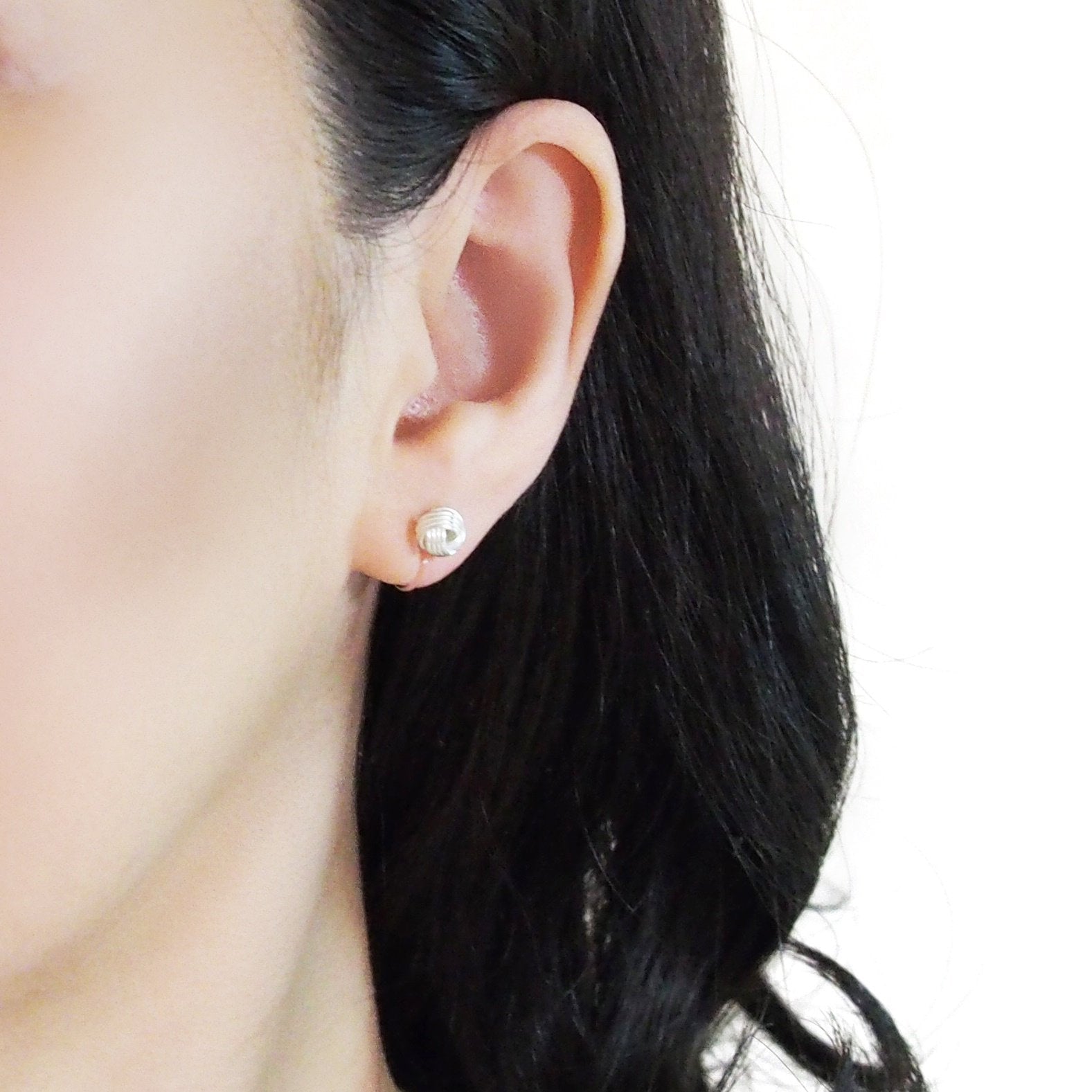 925 Sterling Silver Knot Invisible Clip On Stud Earrings - Miyabi Grace