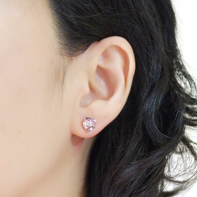 Light amethyst Swarovski crystal heart invisible clip on stud earrings - miyabigracejewelry.com