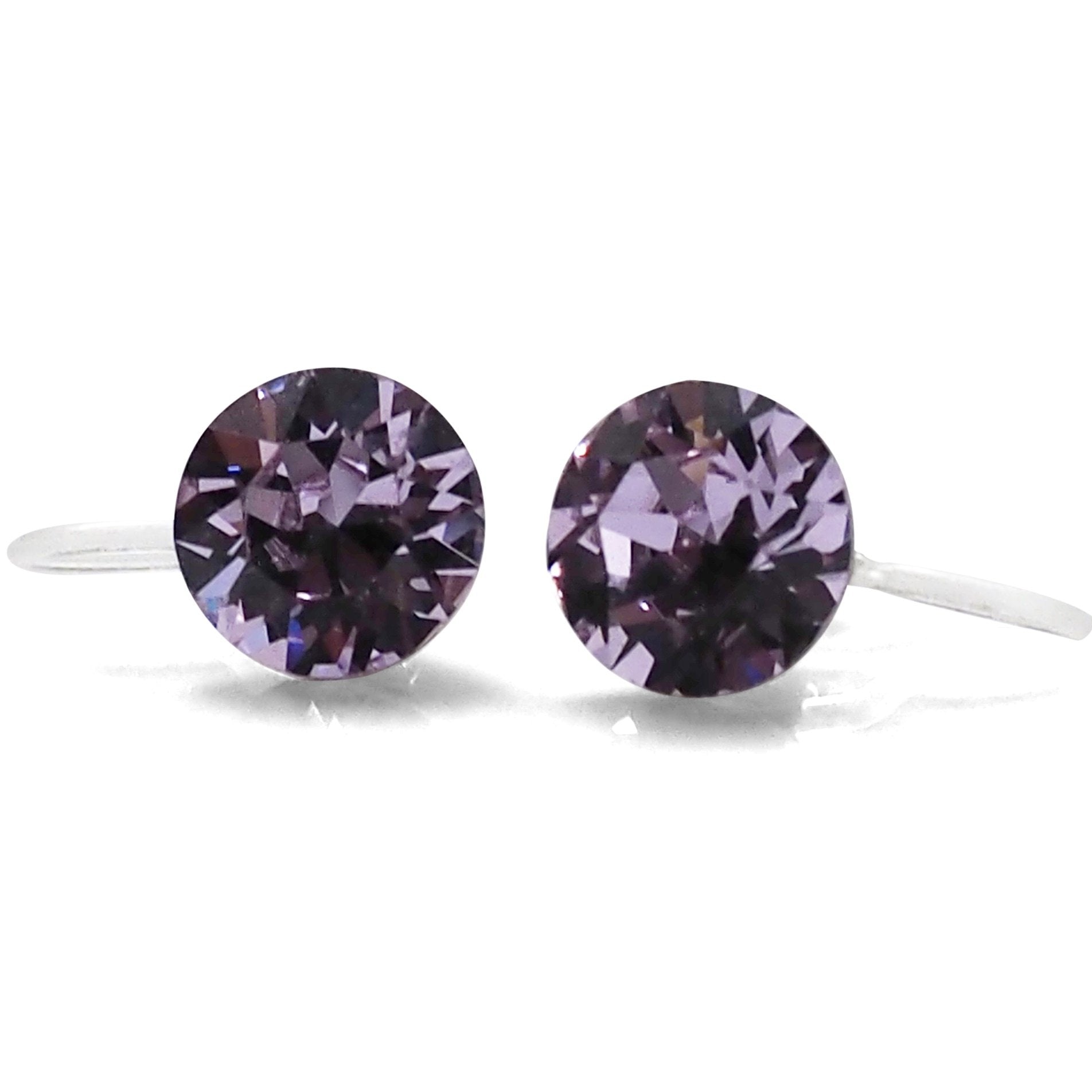 Light Purple Violet Swarovski crystal invisible clip on stud earrings - miyabigracejewelry.com