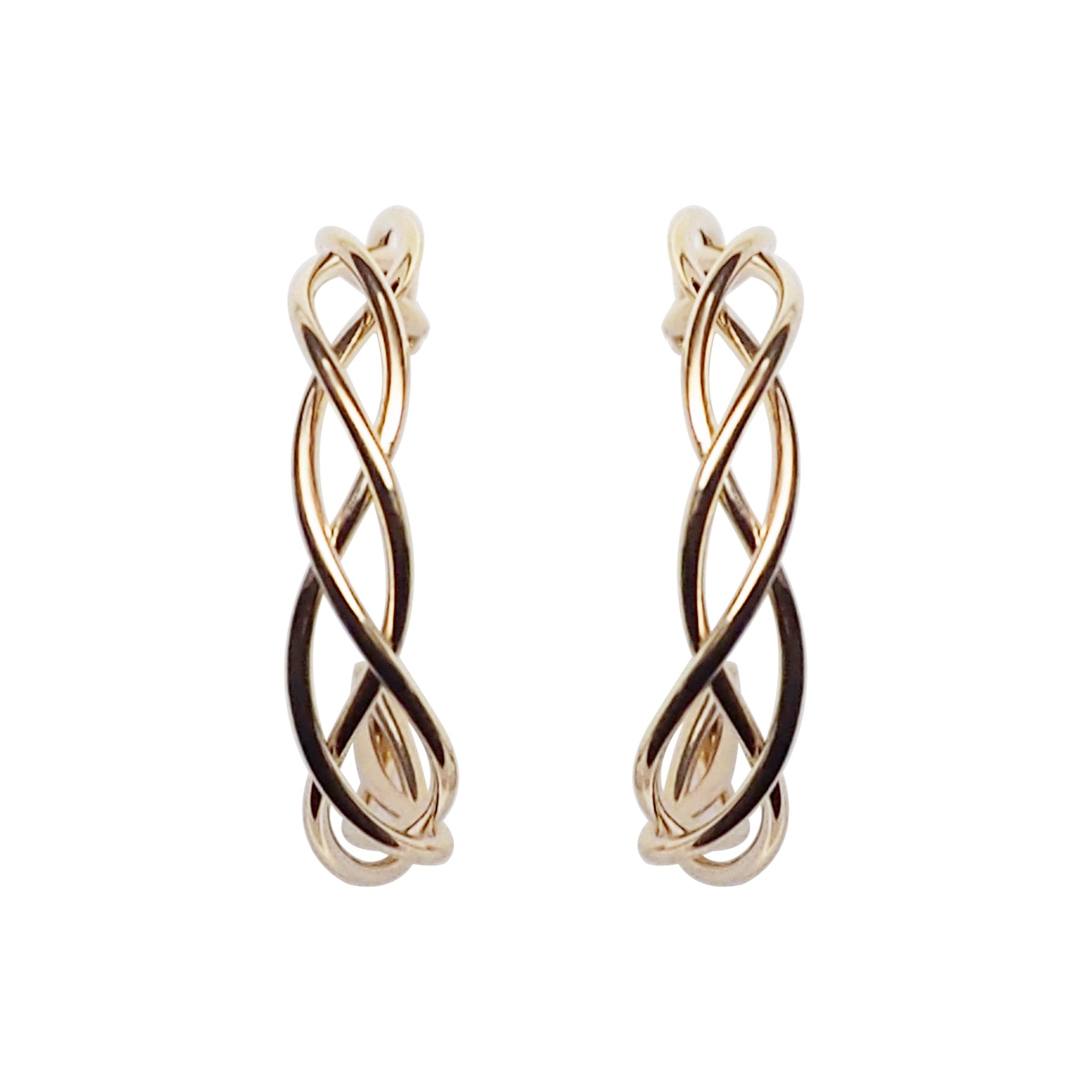 Gold Woven Invisible Clip On Hoop Earrings - Miyabi Grace