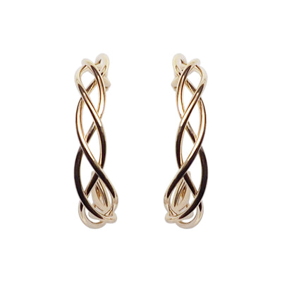 Gold Woven Invisible Clip On Hoop Earrings - Miyabi Grace