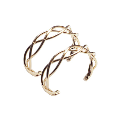 Gold Woven Invisible Clip On Hoop Earrings - Miyabi Grace