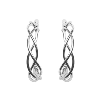 Silver Woven Invisible Clip On Hoop Earrings - Miyabi Grace