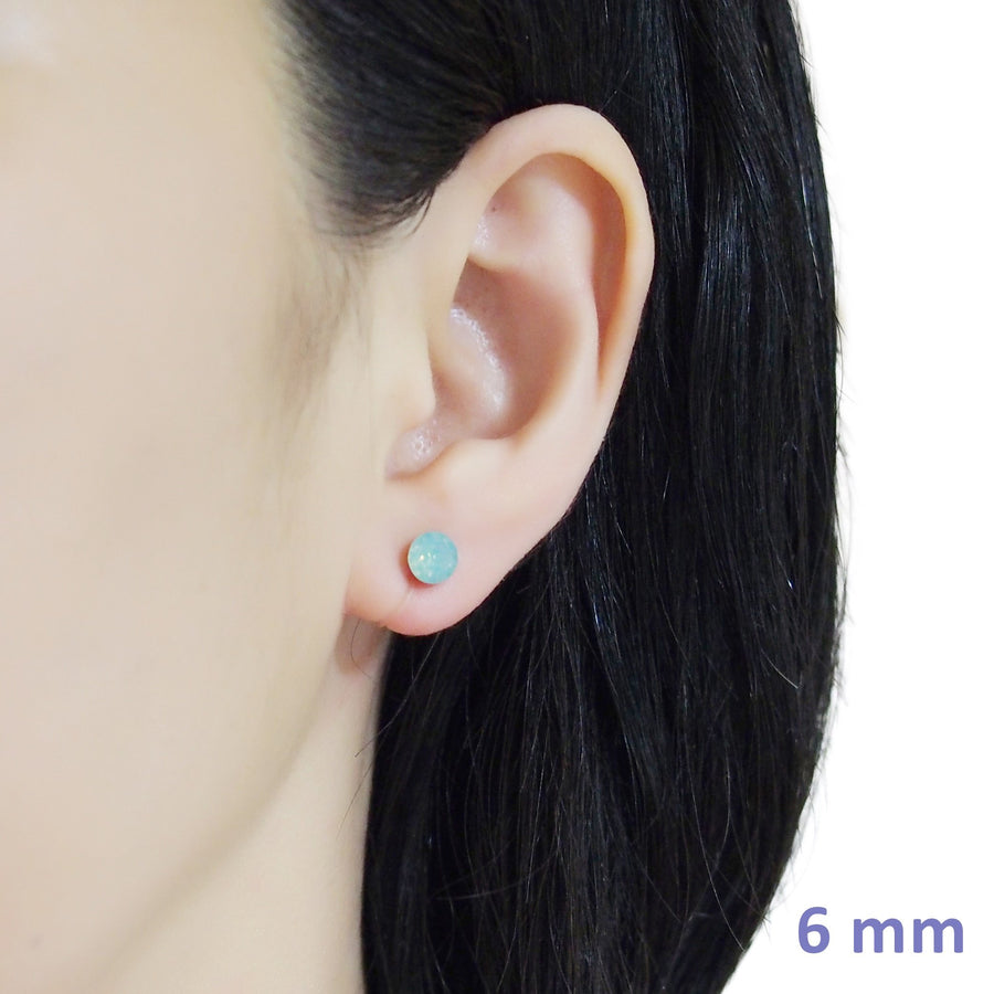 Mint Green Pacific Opal Swarovski crystal invisible clip on stud earrings - miyabigracejewelry.com