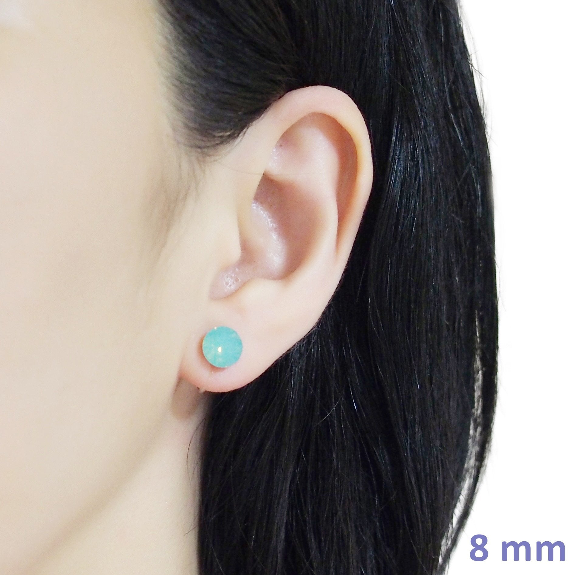 Mint Green Pacific Opal Swarovski crystal invisible clip on stud earrings - miyabigracejewelry.com