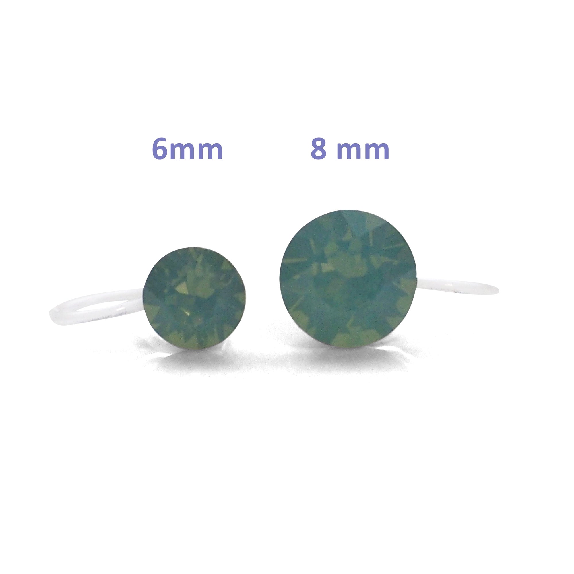 Mint Green Pacific Opal Swarovski crystal invisible clip on stud earrings - miyabigracejewelry.com
