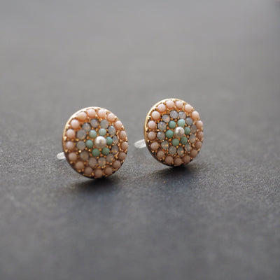 Round Beaded Pink Rhinestone Crystal Invisible Clip On Stud Earrings - miyabigracejewelry.com