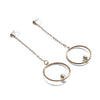 Dangle pearl on hoop invisible clip on earrings (gold tone) - miyabigracejewelry.com