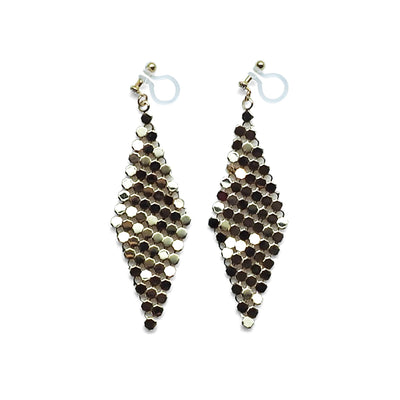 Gold mesh invisible clip on earrings - miyabigracejewelry.com