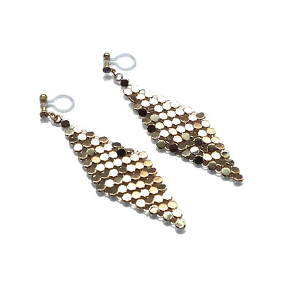 Gold mesh invisible clip on earrings - miyabigracejewelry.com