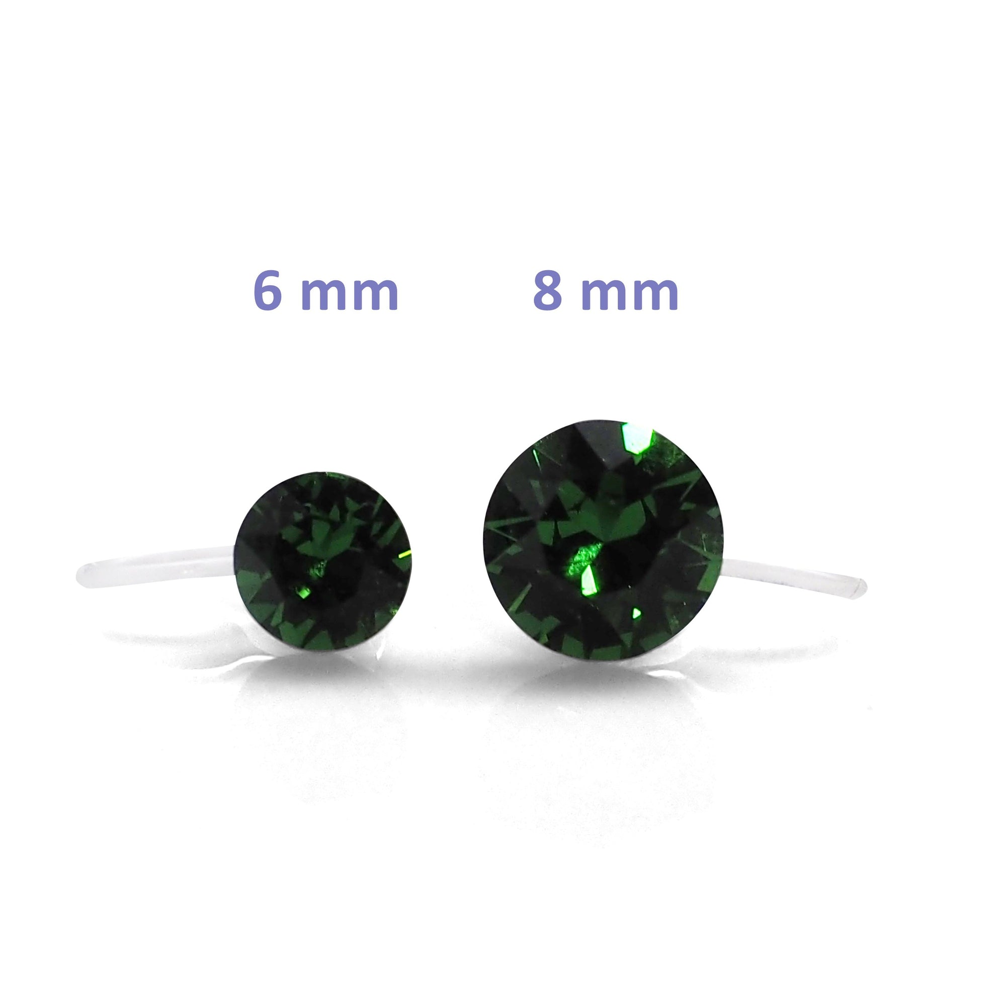 Dark Moss Green Swarovski crystal invisible clip on stud earrings - miyabigracejewelry.com