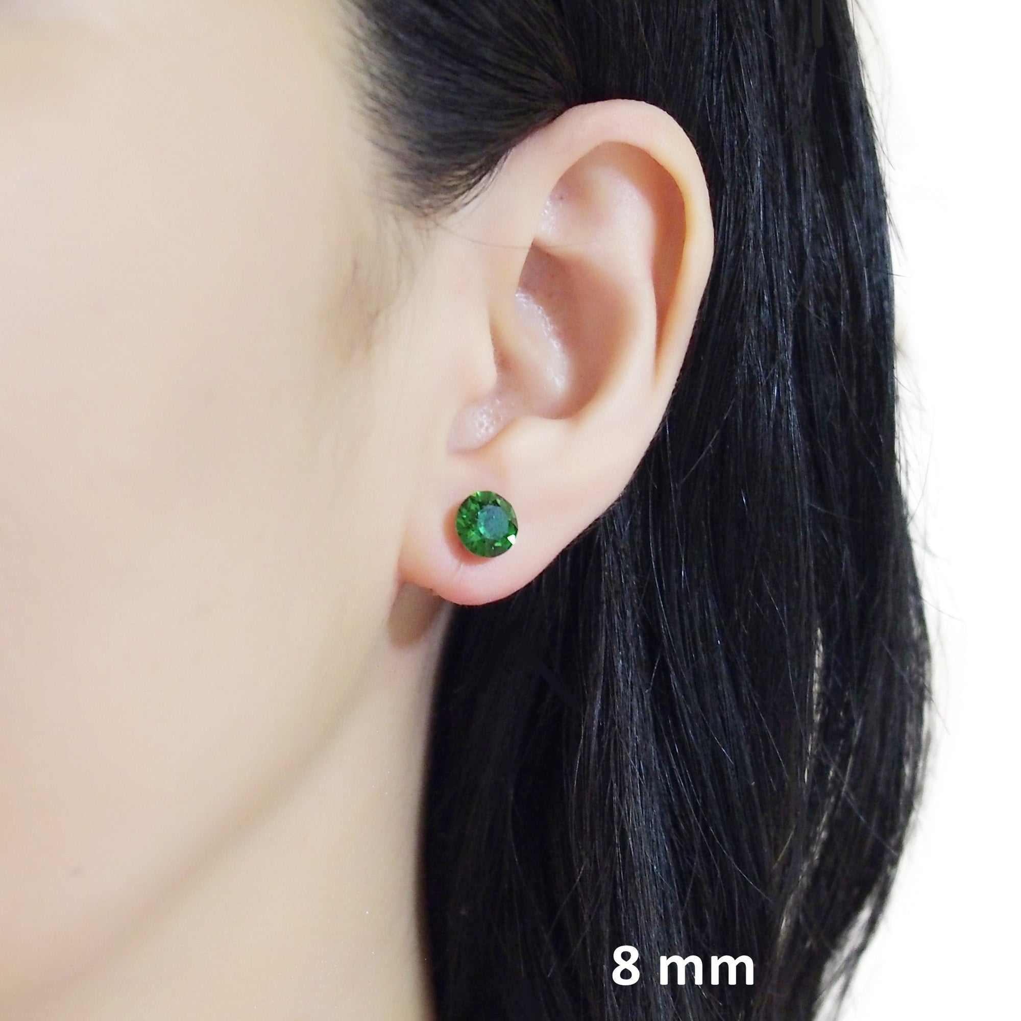 Dark Moss Green Swarovski crystal invisible clip on stud earrings - miyabigracejewelry.com