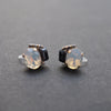 White and Black Rhinestone Invisible Clip On Stud Earrings ( Black ) - miyabigracejewelry.com