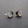 White and Black Rhinestone Invisible Clip On Stud Earrings ( Black ) - miyabigracejewelry.com