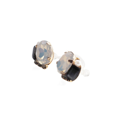 White and Black Rhinestone Invisible Clip On Stud Earrings ( Black ) - miyabigracejewelry.com