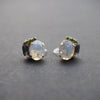 White and Black Rhinestone Invisible Clip On Stud Earrings ( Green ) - miyabigracejewelry.com