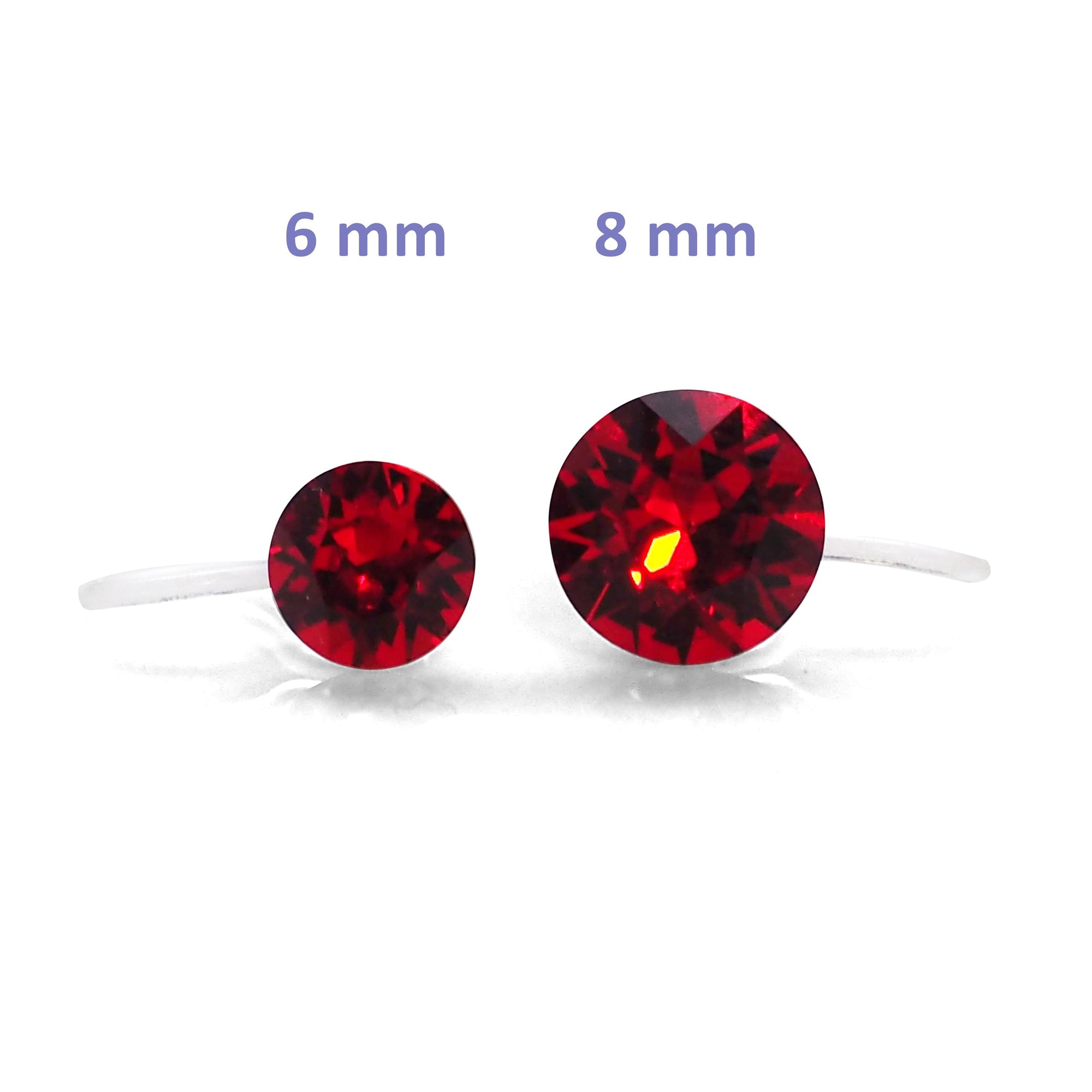 Light Siam Red Swarovski crystal invisible clip on stud earrings - miyabigracejewelry.com