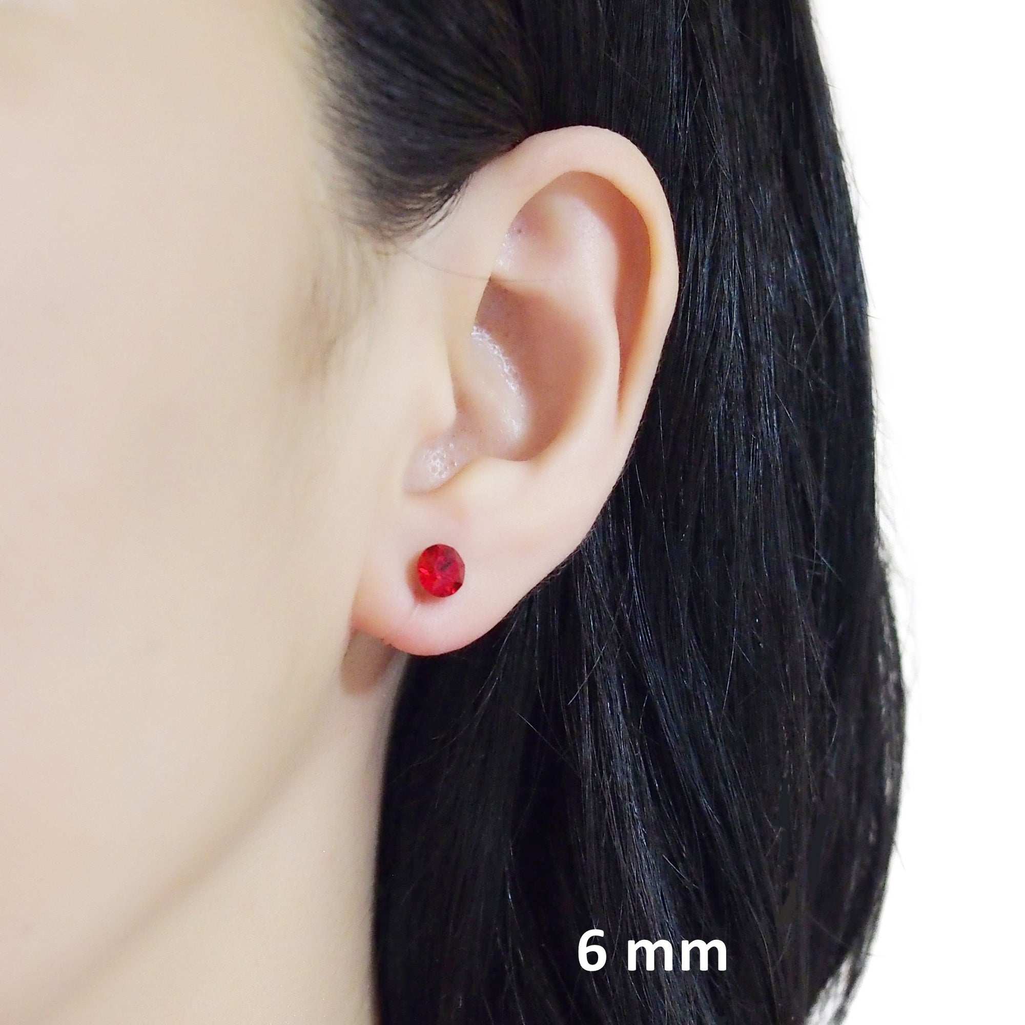 Light Siam Red Swarovski crystal invisible clip on stud earrings - miyabigracejewelry.com
