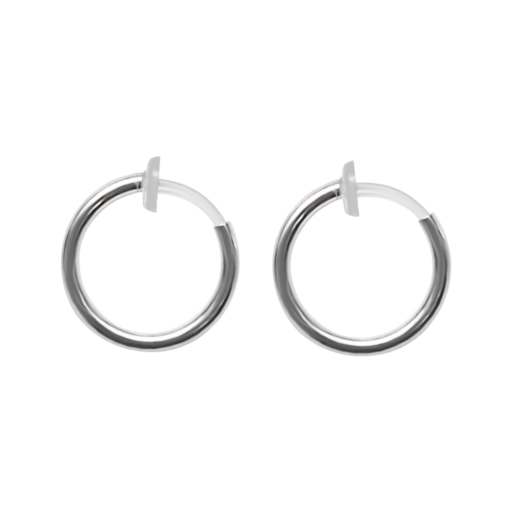 Silver 12mm 15mm Resin Clip On Hoop Earrings - Miyabi Grace