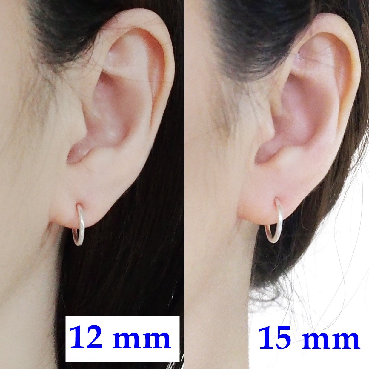 Silver 12mm 15mm Resin Clip On Hoop Earrings - Miyabi Grace