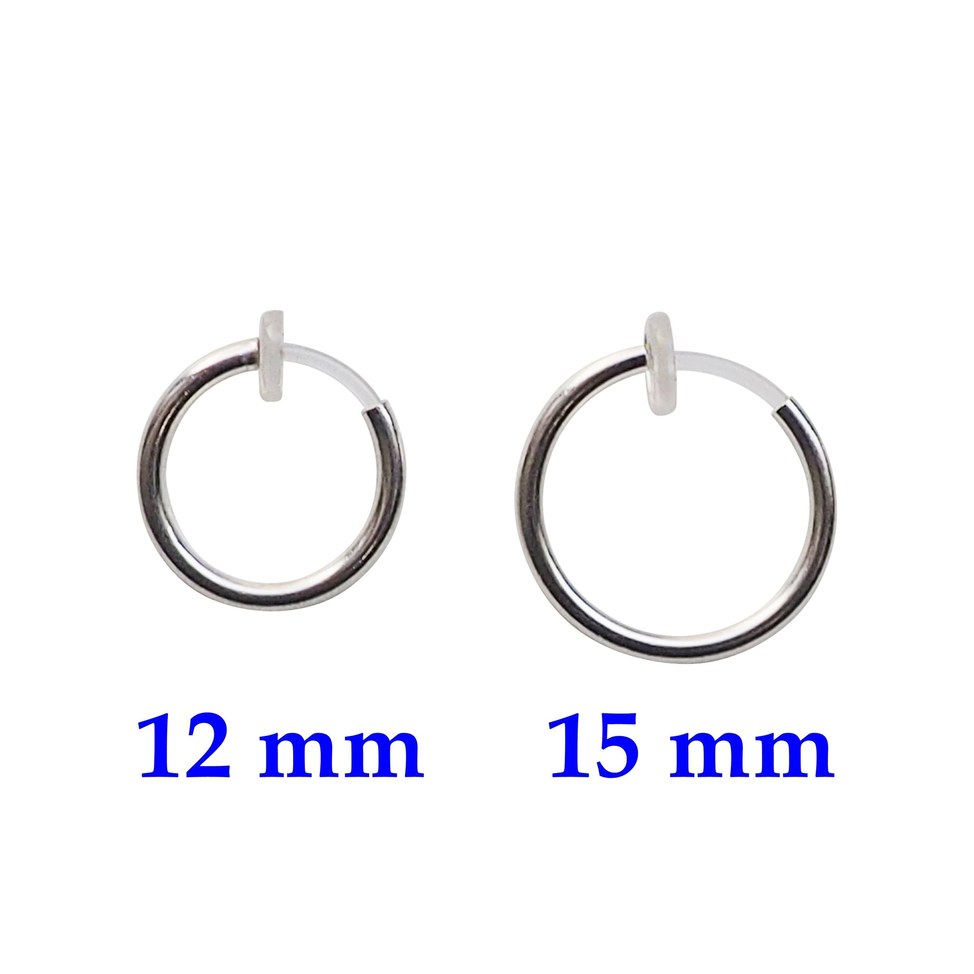 Silver 12mm 15mm Resin Clip On Hoop Earrings - Miyabi Grace