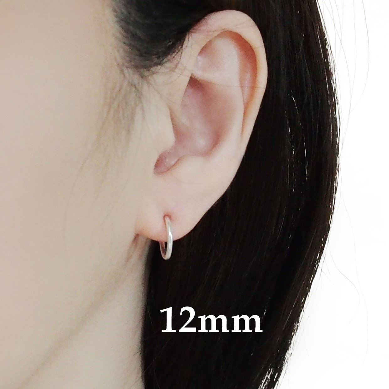 Silver 12mm 15mm Resin Clip On Hoop Earrings - Miyabi Grace